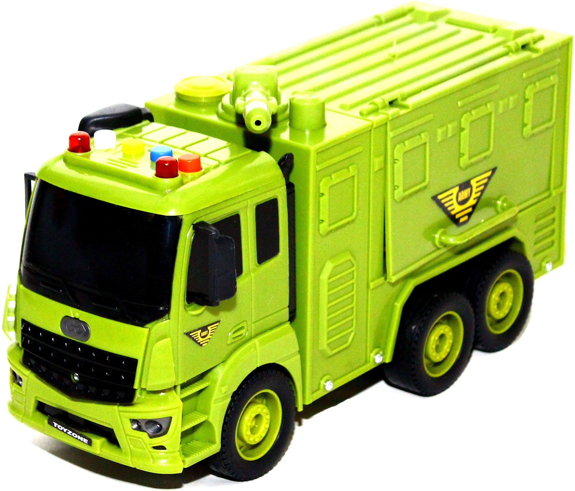 Army Squad Truck Carrier Vehicle Push & Go Lorry Model with Lights and Sounds-image-3