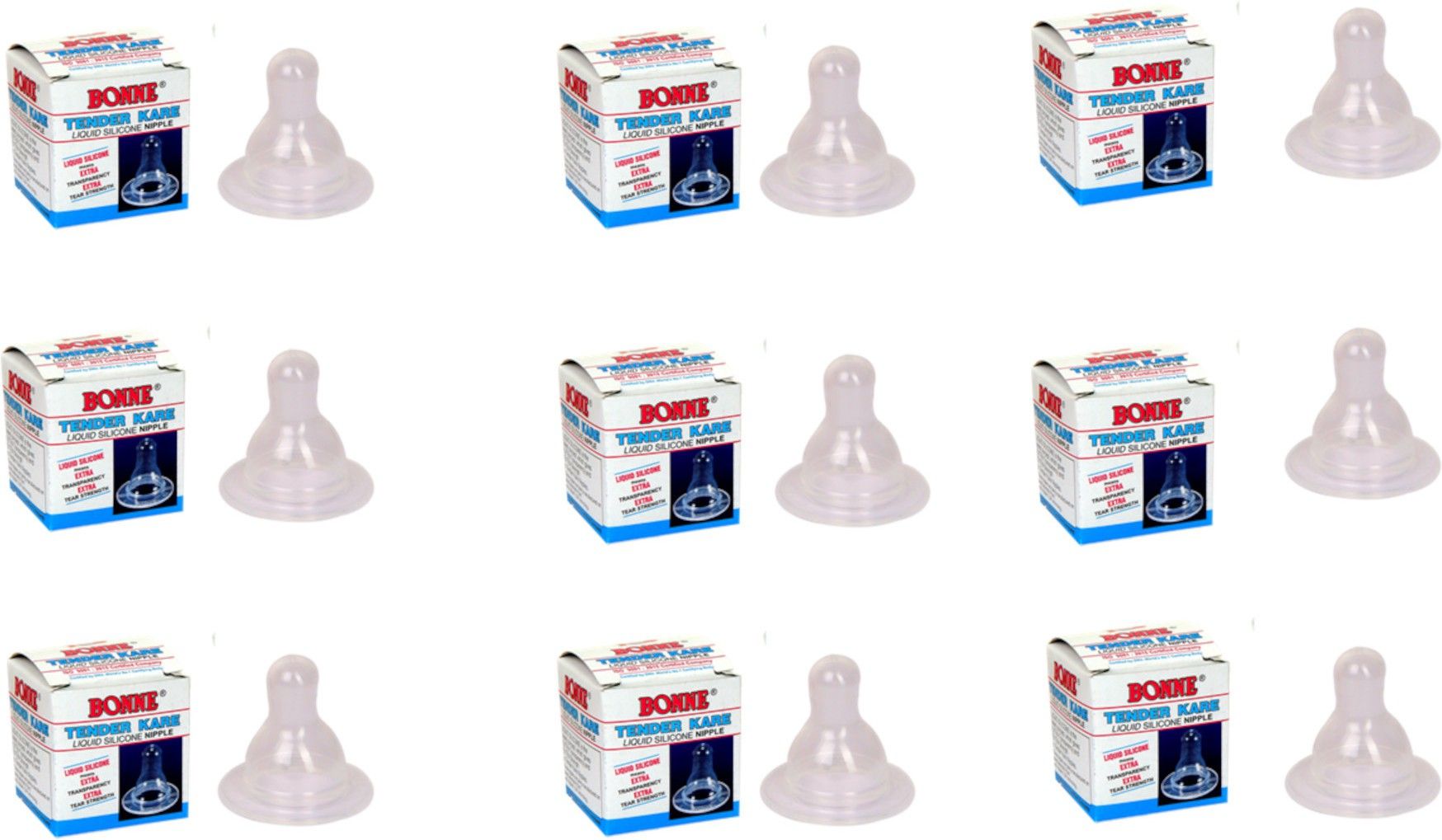 Tender Kare Liquid Silicone Feeding Nipple | Pack of 9| Medium Flow Nipple
