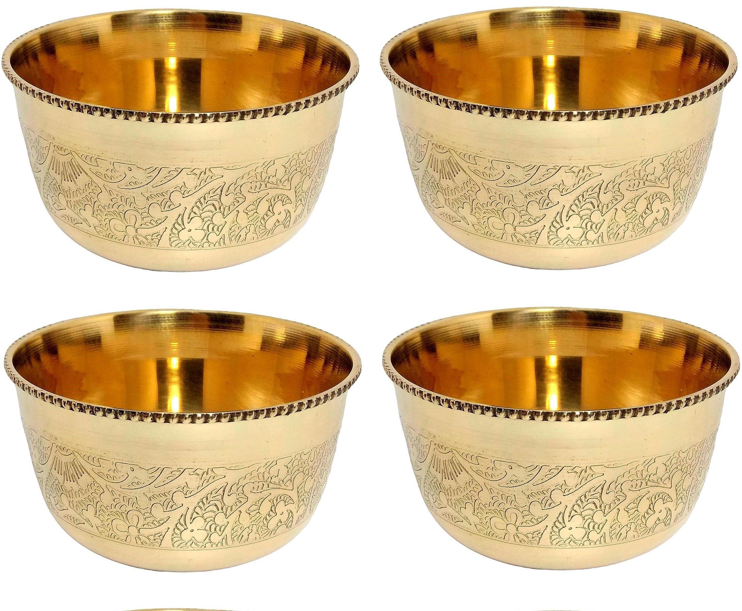 Brass Cereal Bowl Brass Floral Bowls for Dinnerware,Serveware Katori -200 ML -( Pack of 4 pc )-image-27
