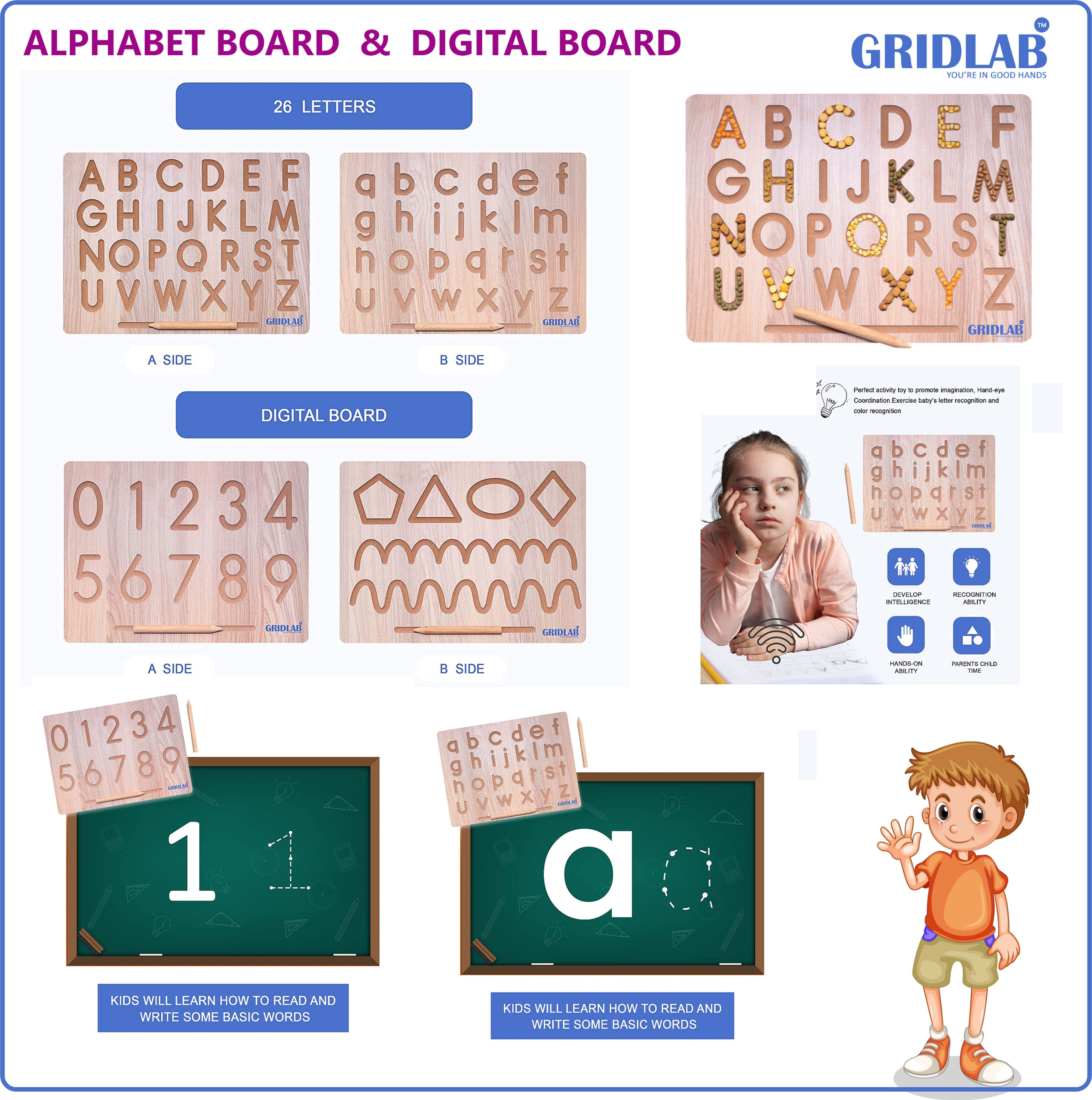 Wooden Capital & Small Alphabet And Numeric & pattern board for Writing-image-42