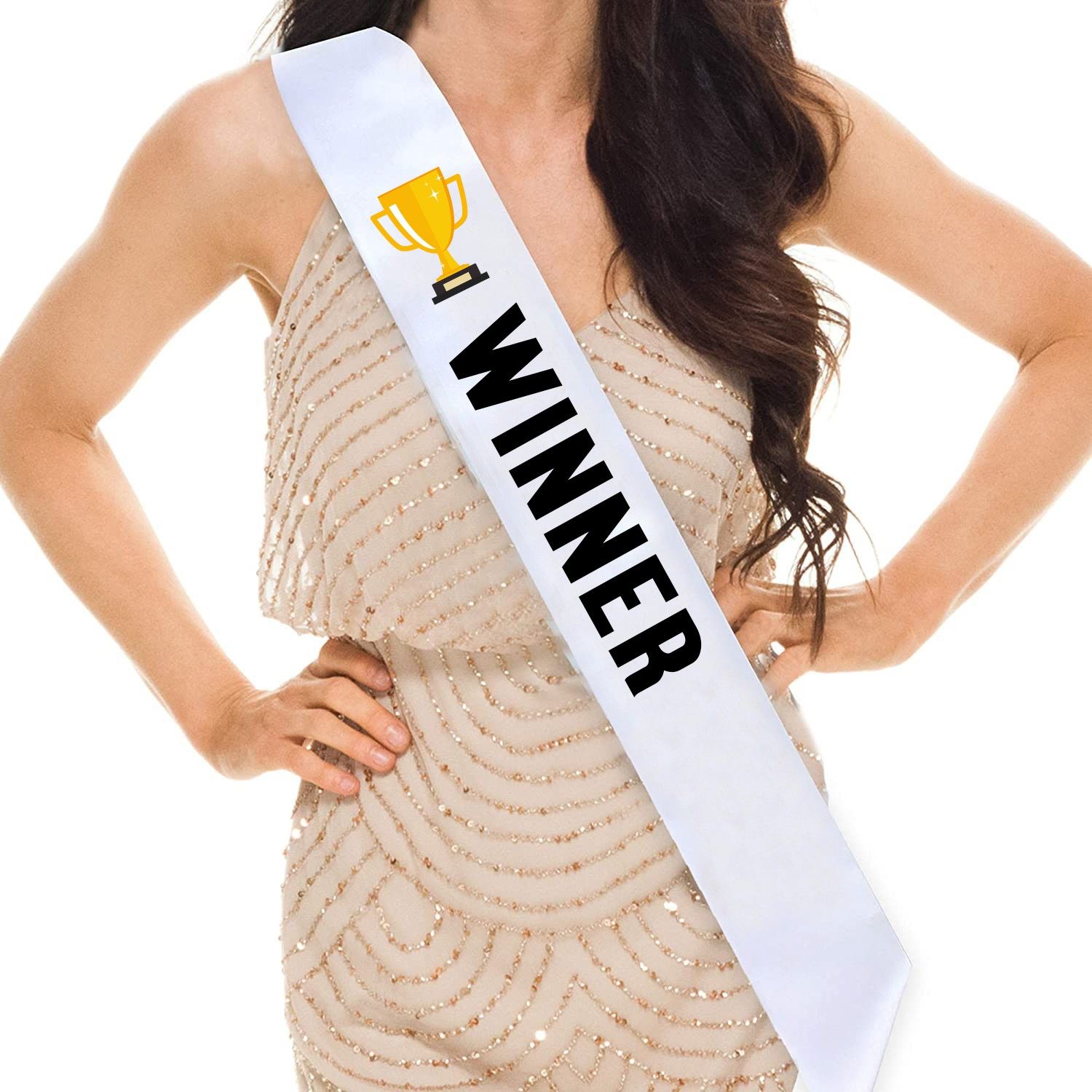 Winner sash for Men & Women. Great for Work Party, Events, Party White-image-38