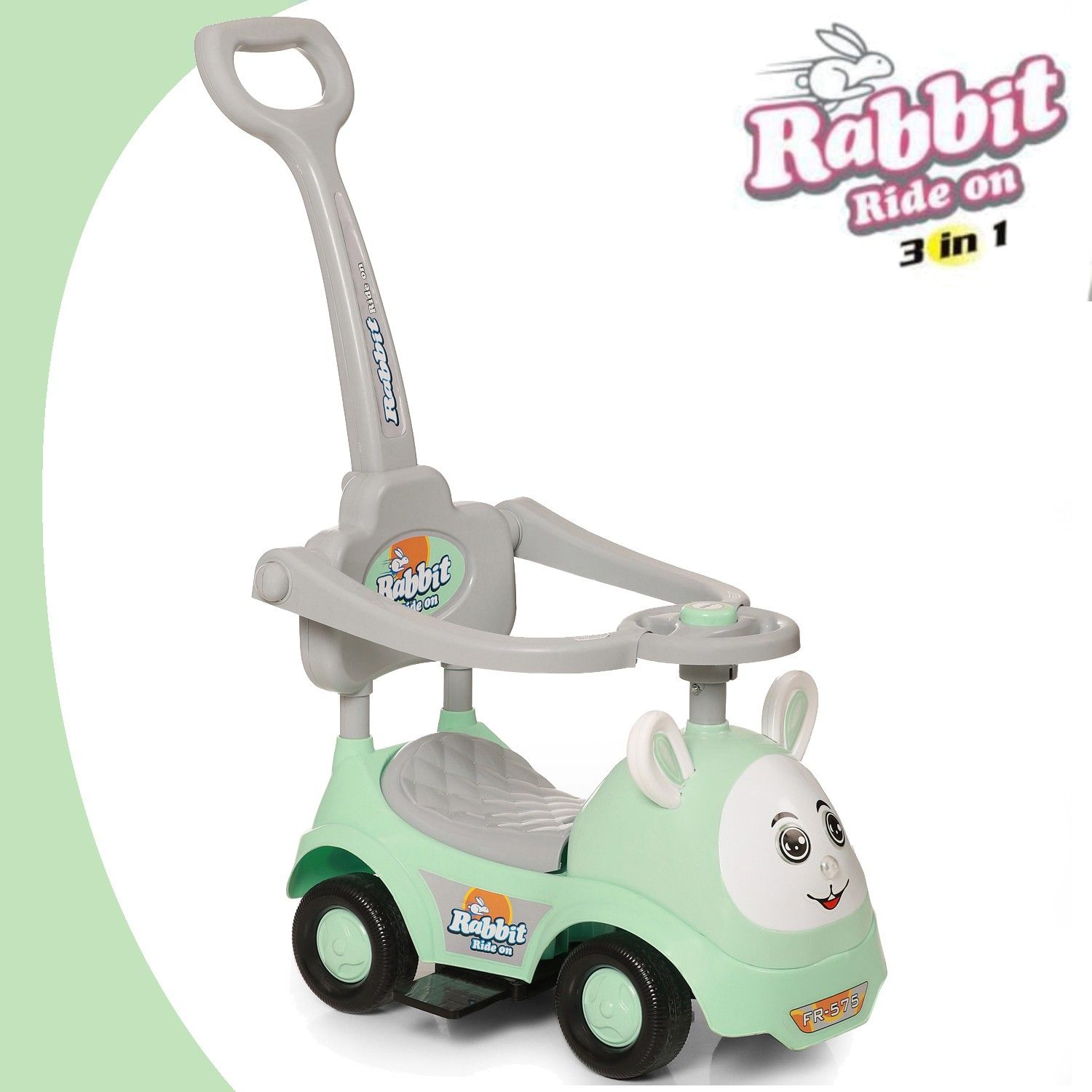 RABBIT 3 in 1 Musical Rideons & Wagons Non Battery Operated Ride On-image-0