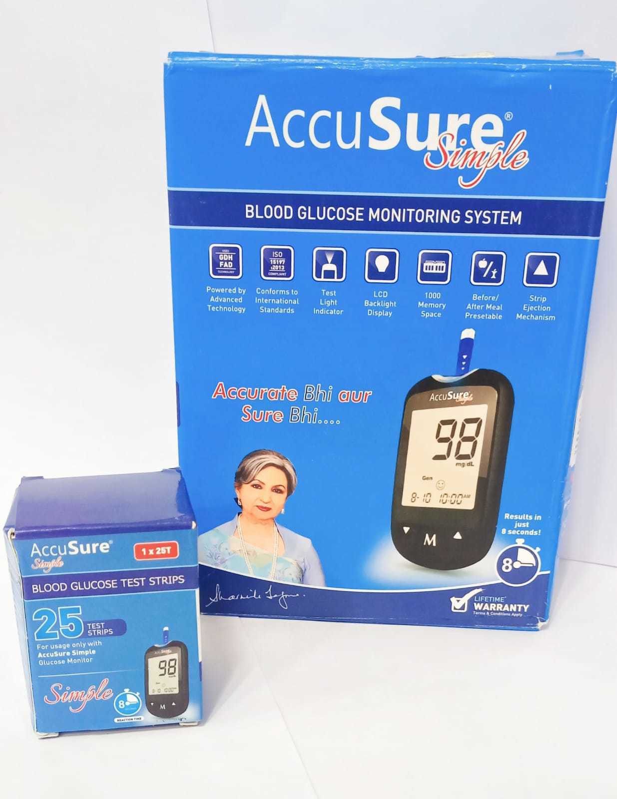 AccuSure Simple Glucometer Machine with 25 Glucometer Strips-image-15