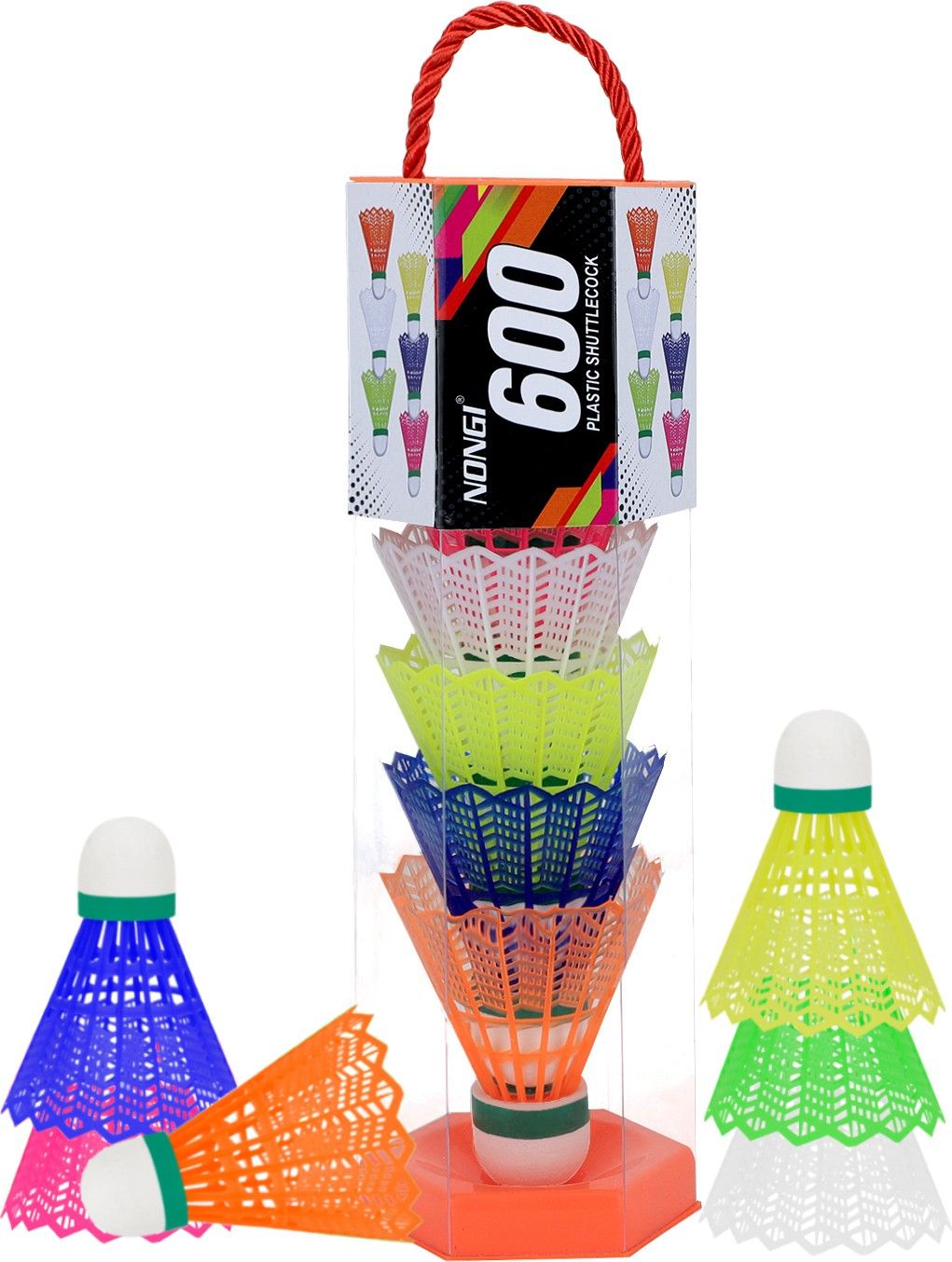 nongi 600 Plastic Badminton Shuttle Pack Of 6 For Indoor Outdoor Badminton Sports Plastic Shuttle- Multicolor-picture-10