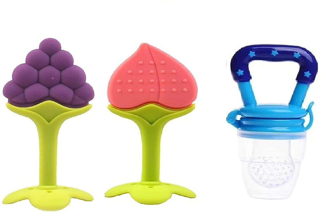 smilykid Baby Fruit Nibbler and Feeder with Fruit Shape Silicone Teether for Teether and Feeder image 1