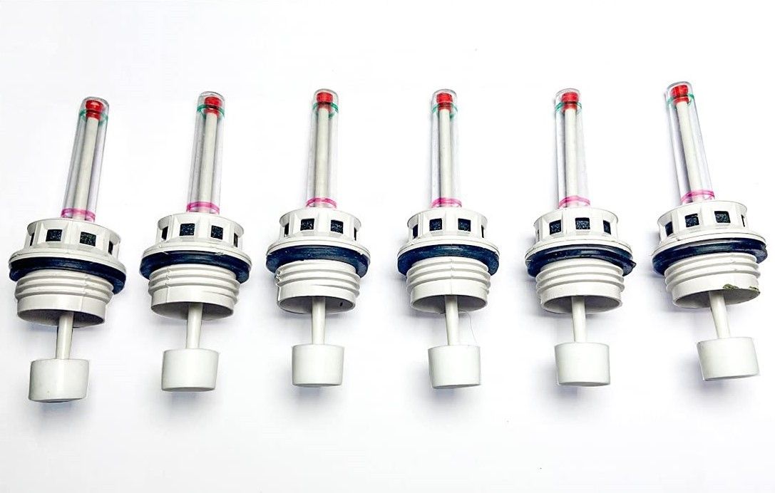 Battery water level float indicator cap set of 6 pieces (30 mm thread) (White) Height Gauge