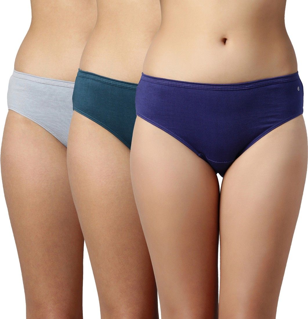 enamor Pack of 3 Antimicrobial, Stain Release Finish CH03 Full-Coverage Mid-Waist Cotton Classic Women Hipster Multicolor Panty-picture-11