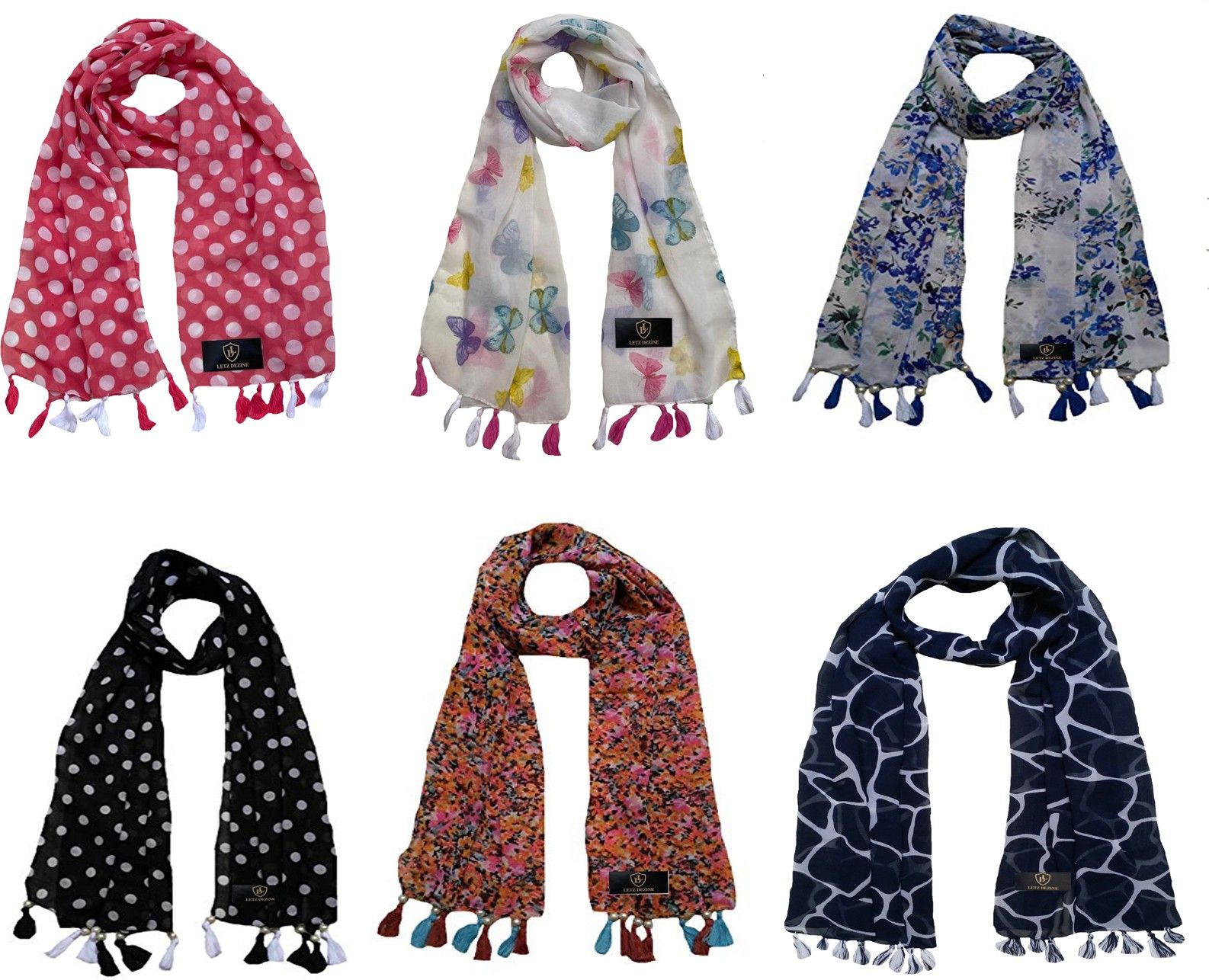 letz dezine Printed Chiffon Women Multicolor Scarf, Stole-picture-27