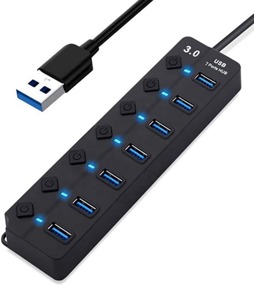 LipiWorld 7 Port 7Switch USB Hub 3.0 USB Data Hub Splitter Hub Cable Length - 30CM USB Adapter-image-33