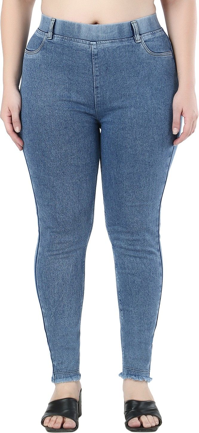 zxn Women Slim Mid Rise Light Blue Jeans-picture-17