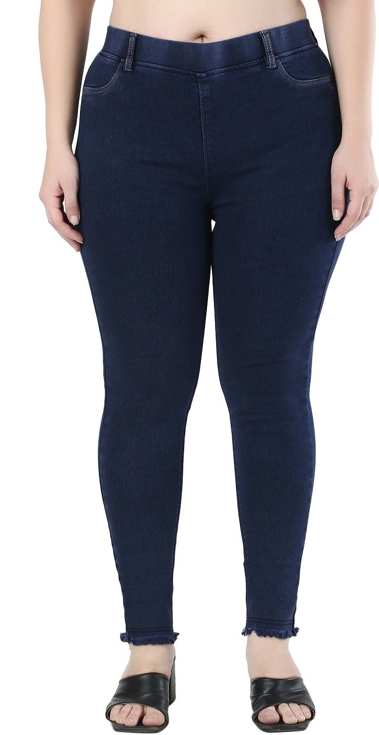 zxn Women Slim Mid Rise Dark Blue Jeans-picture-23