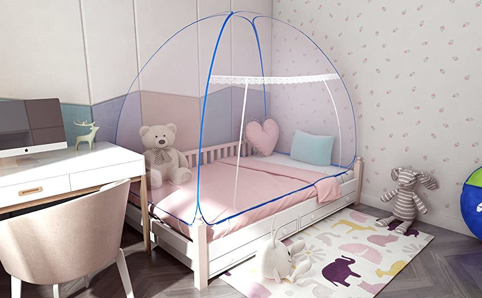 roxan Polyester Kids Washable LYSA FASHAIN Polyester Adults Foldable Mosquito Net /Machhardani - Single Bed Mosquito Net image 1