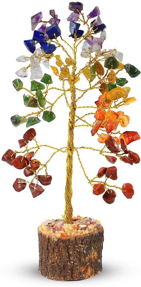 Seven Chakra Crystal Bonsai Money Tree Natural Gemstone (Size 6-7”100 Beads) Decorative Showpiece-16 cm