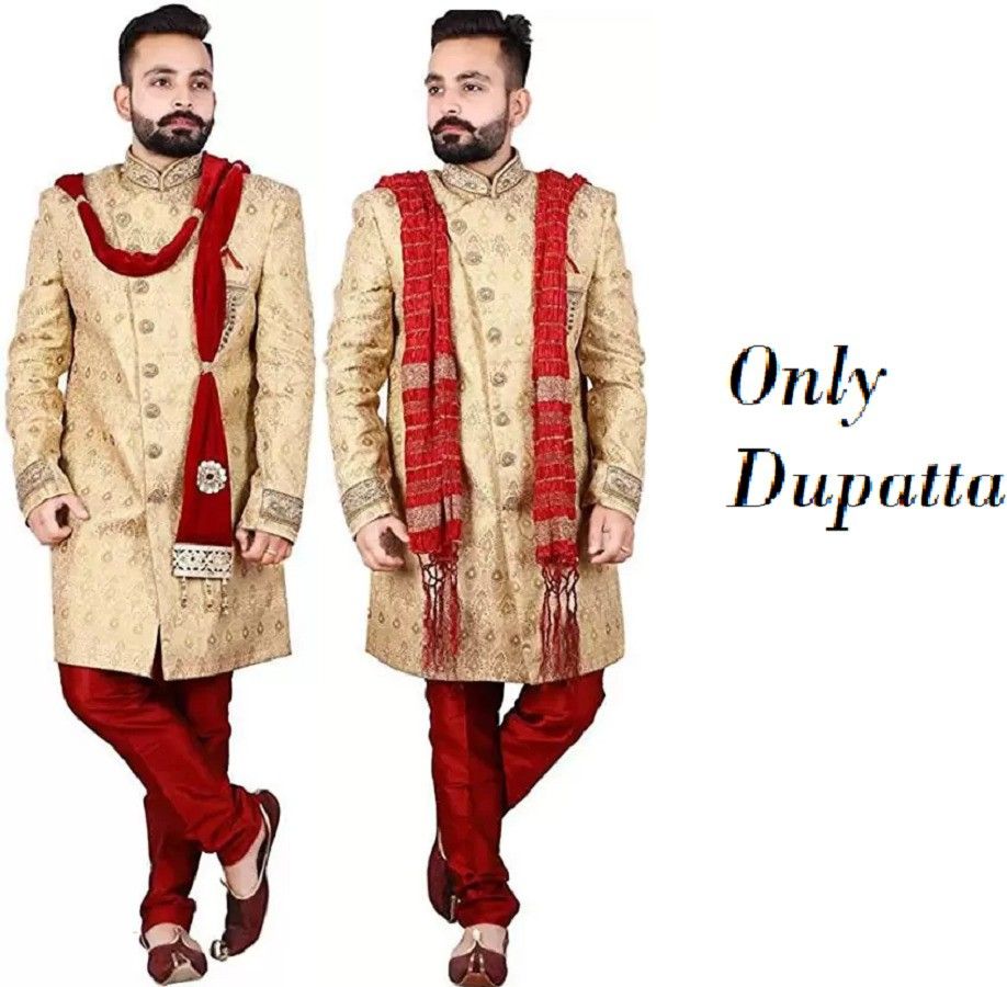 qtsy Velvet Printed Maroon Men Dupatta-picture-11