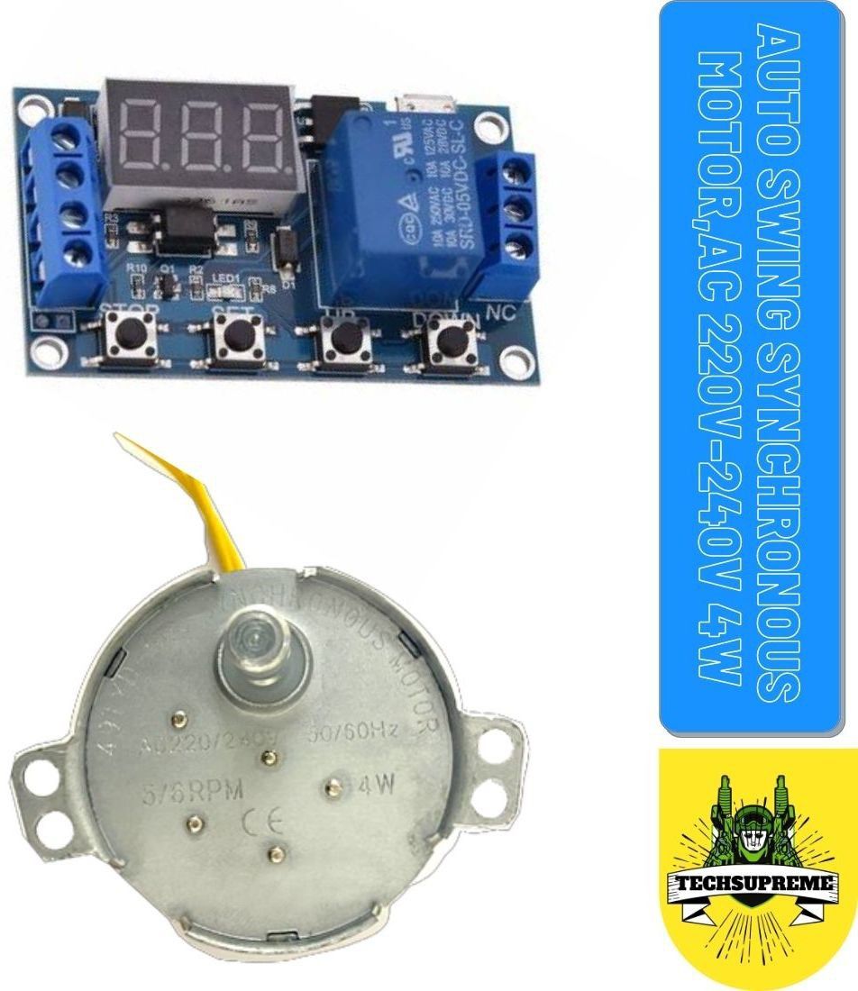 techsupreme AC swing motor geared Motor synchronous & Timer Relay 1 Channel Relay Module Motor Control Electronic Hobby Kit-picture-37