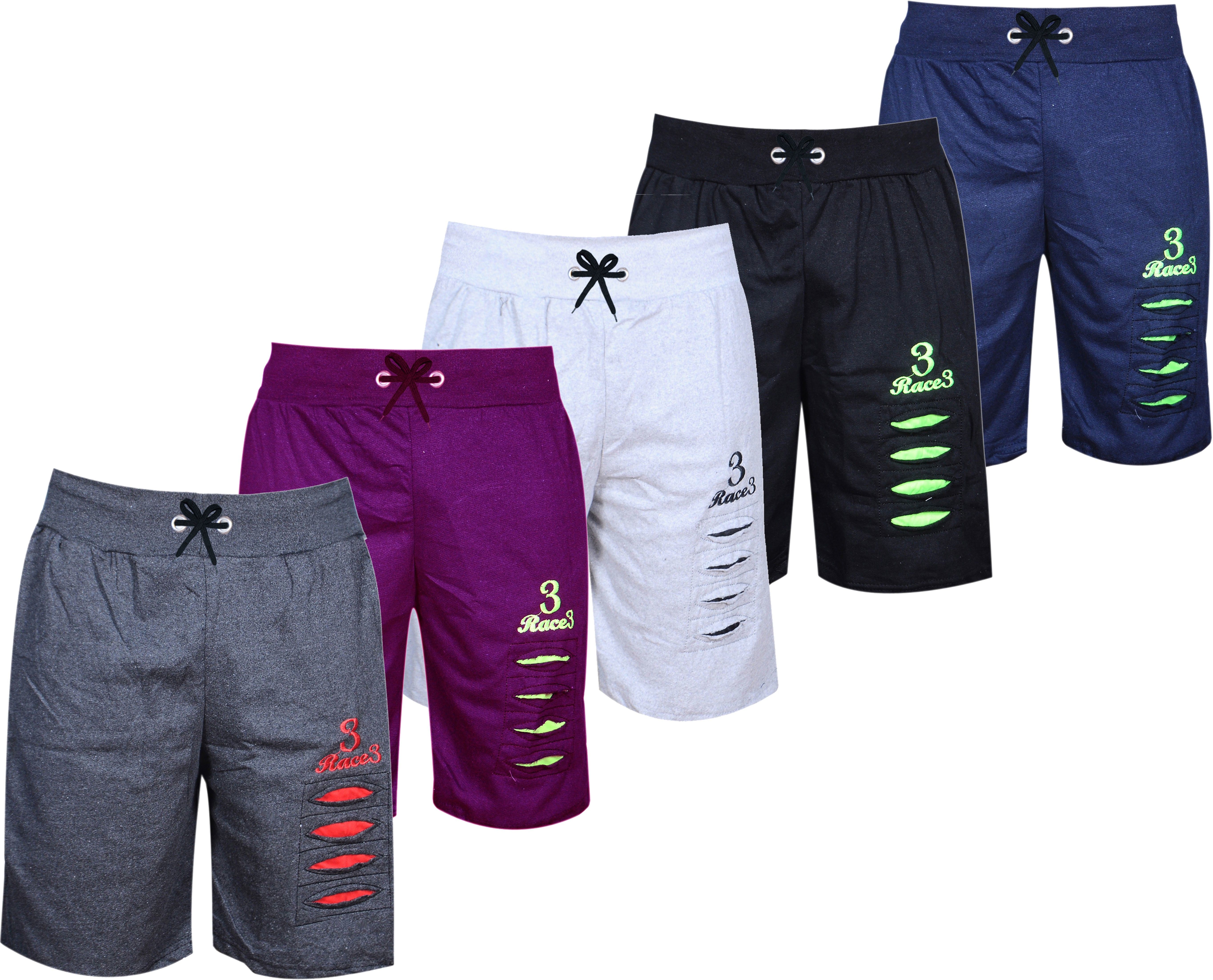 cute trend Pack of 5 Embroidered Men Multicolor Basic Shorts-picture-22