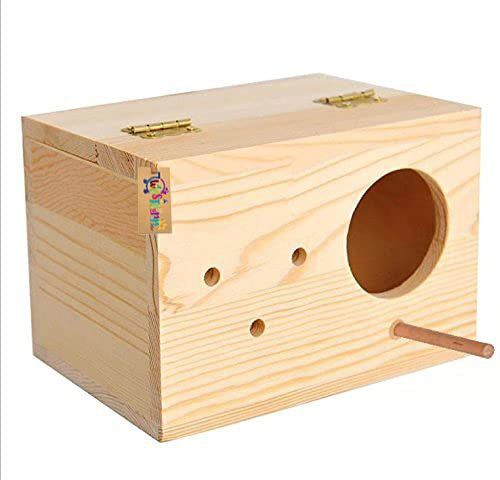 western era Natural Wood Bird Nest, Breeding Box with Perch for Small Bird/Finch (9Inch) Bird House-picture-15