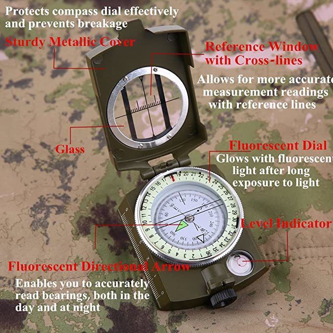 jmall ™High Accuracy Metal Waterproof Military Compass Compass-picture-12