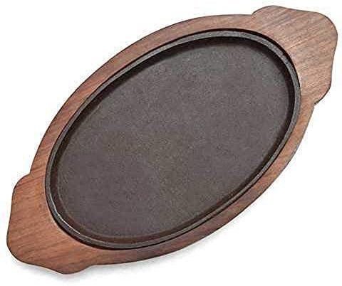 stuffcollection Wooden Sizzler Plate with Oval Base/sizzler Plate with Wooden Stand/sizzler Dish Sizzler Tray-picture-20