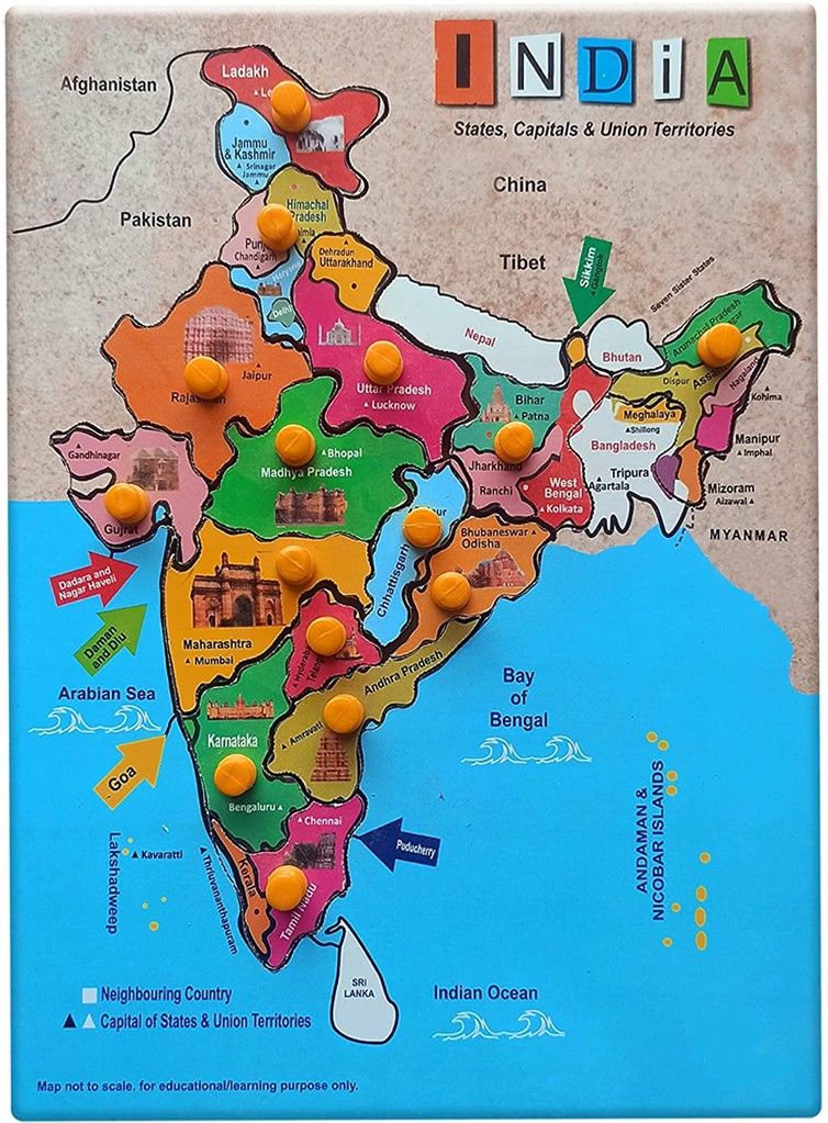 safeseed Wooden Educational Learning Puzzle Map For Kids Non Toxic & Eco-Friendly-picture-34