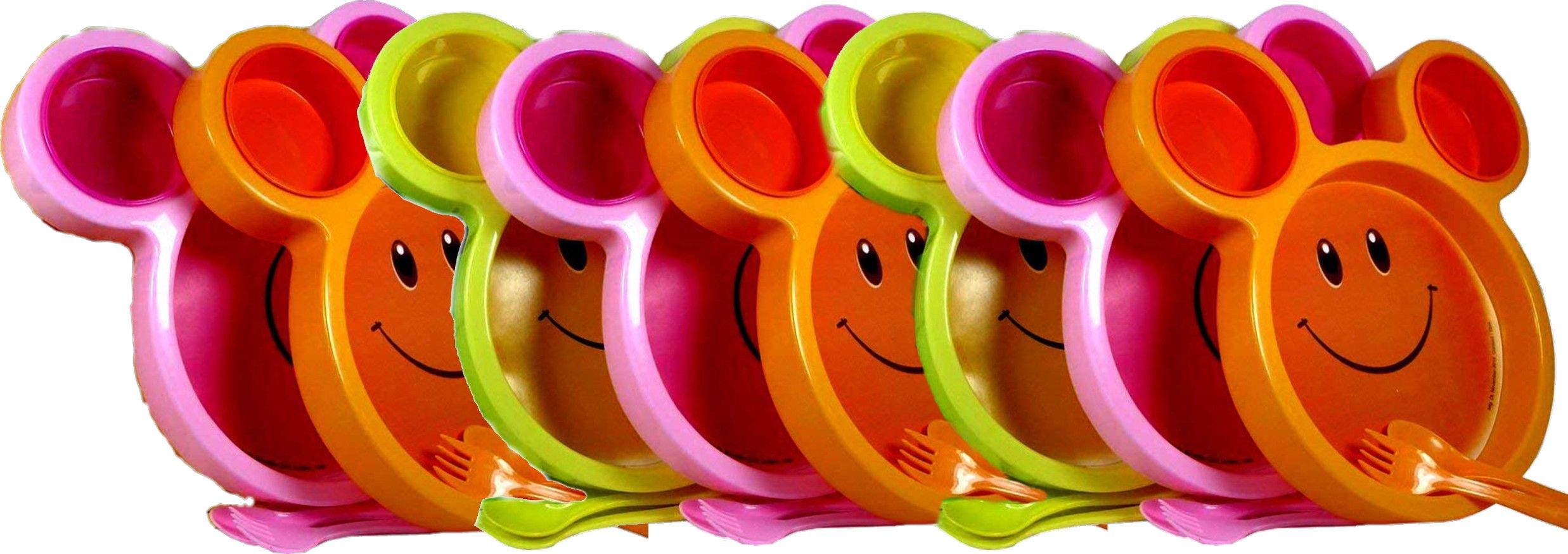 Return Gift In Bulk Mickey Shape Lunch Plate With Spoon & Fork For Kids (8 Pcs)- Plastic-image-20