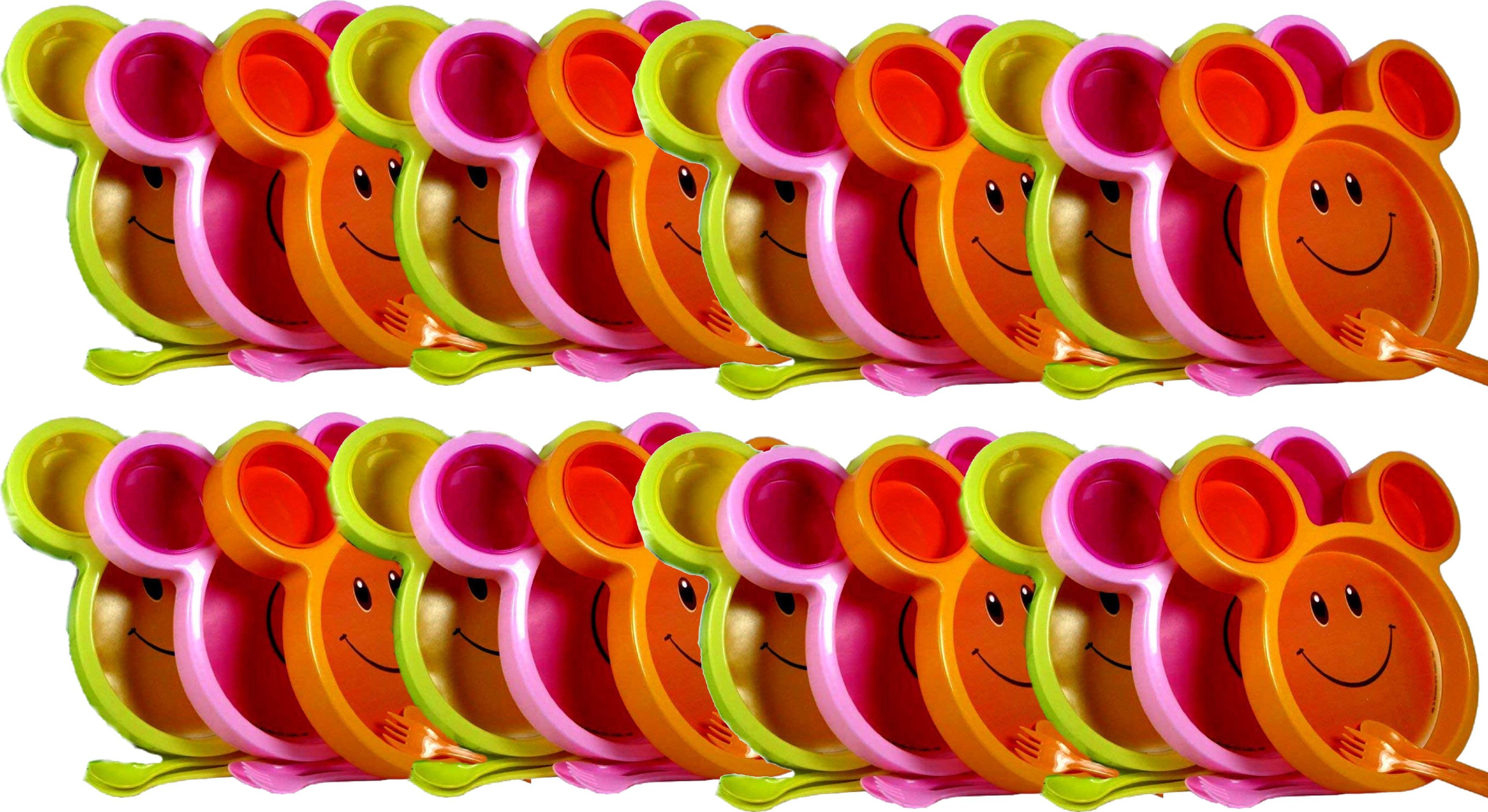 Return Gift In Bulk Mickey Shape Lunch Plate With Two Deatachable Bowls (24 Pcs)- Plastic-image-17