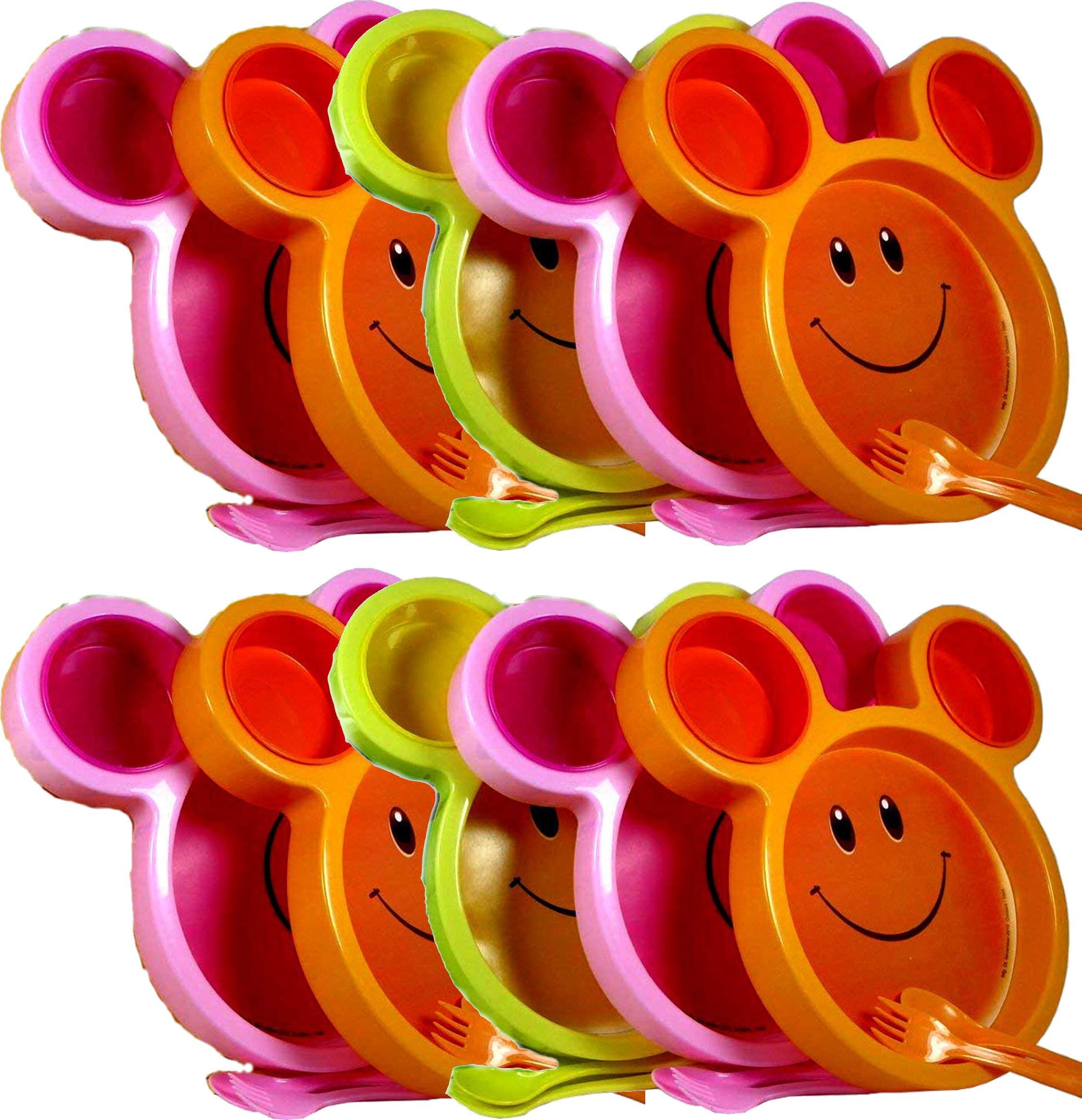 Return Gift In Bulk | Cartoon Shaped Lunch Plates With Spoon & Fork (10 Pcs)- Plastic-image-47