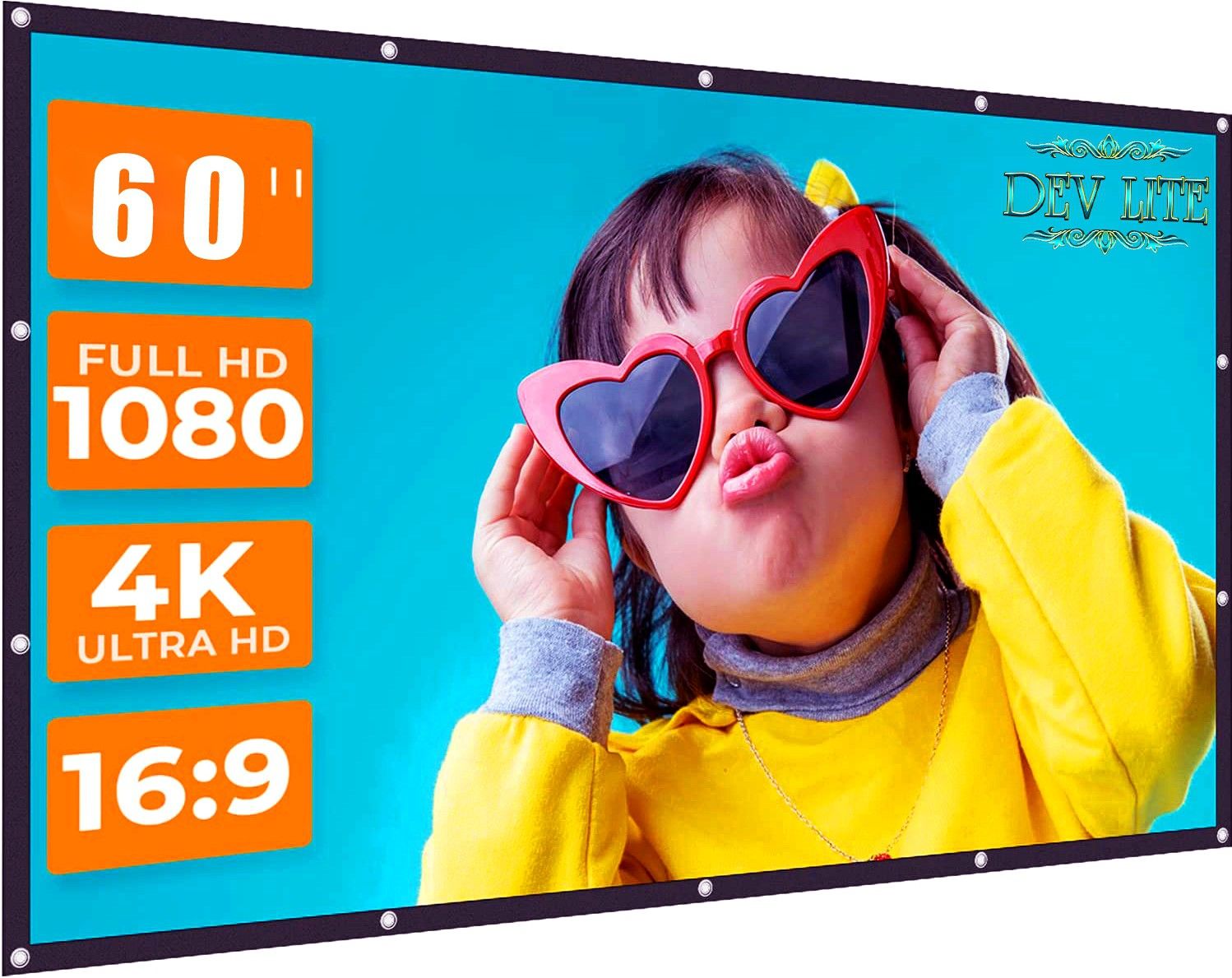 Dev Lite Premium 60 Inch- 4.4Ft x 2.5Ft (Anti-Creased) (Foldable) (Anti-Light) 16:9 4K Eyelet HG Projector Screen (Width 133 cm x 75 cm Height)-image-44