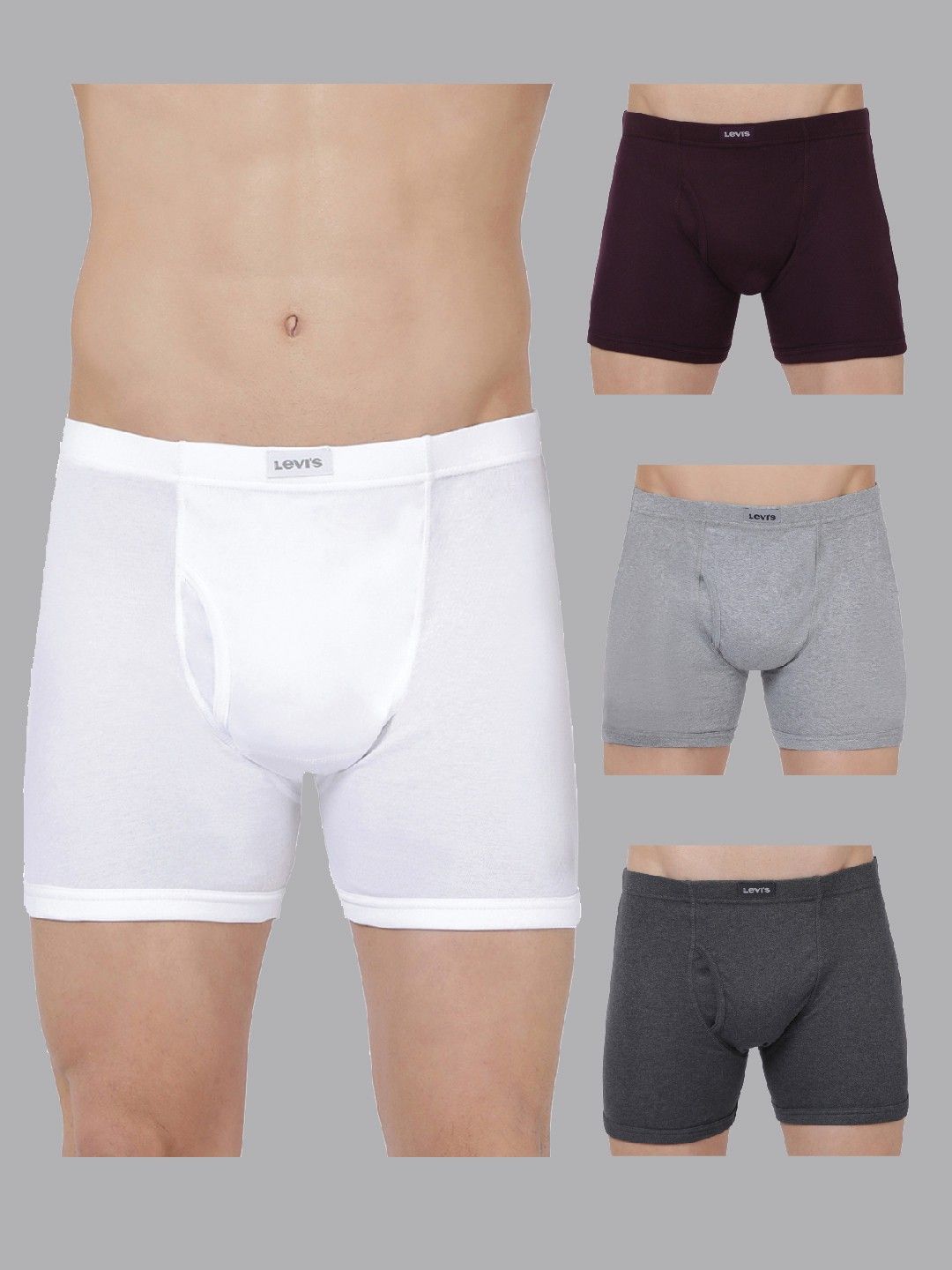 levi's Pack of 4 Contoured Double Pouch, Tag Free & Smartskin Technology Style# 010 Comfort Solid Men Trunk-picture-30