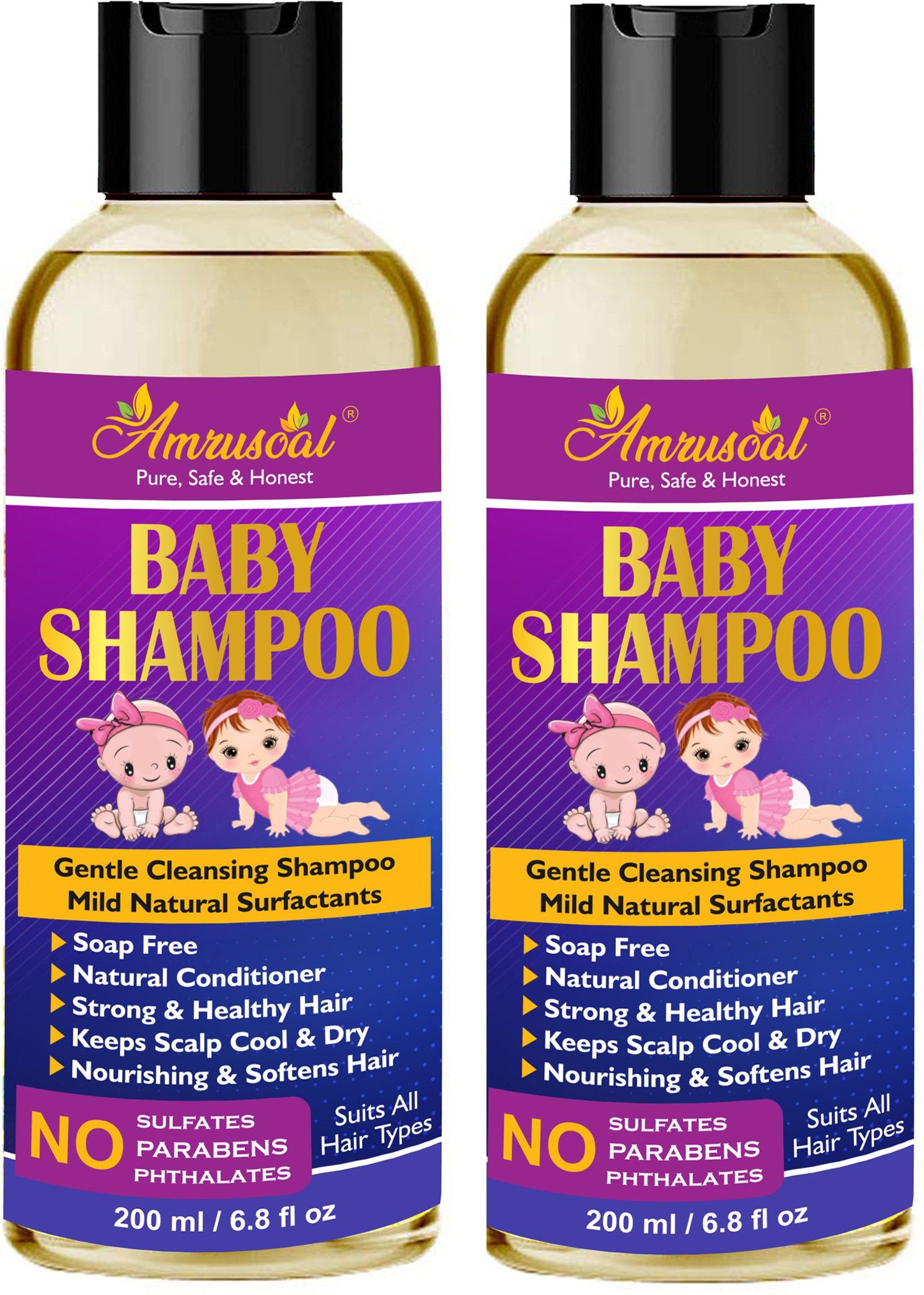 Gentle Cleansing Baby Shampoo for New borns, Kits- PACK OF TWO (200 ML)-image-48