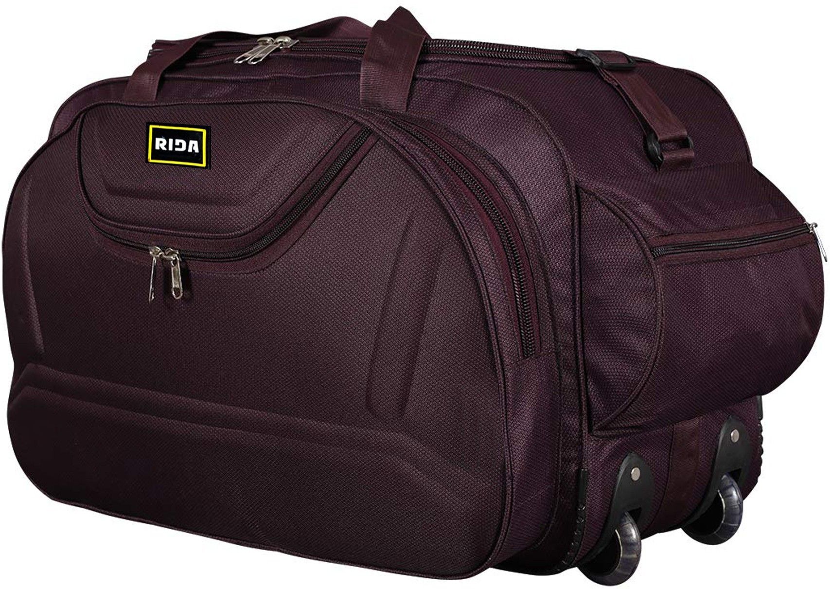 Epoch Nylon 55L Travel Luggage Duffel Bag for Men and Women Roller Wheel Purple-image-20
