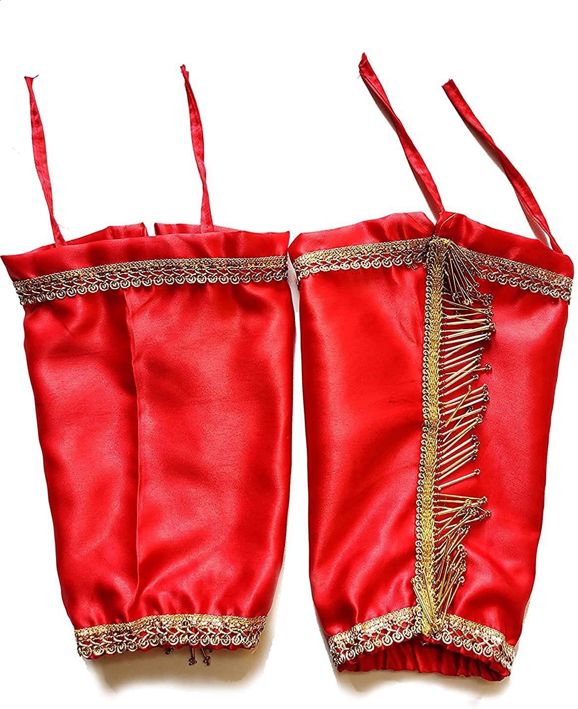 RN COLLECTION Punjabi Dulhan Chuda Cover Red Satin Silk Arm Warmer