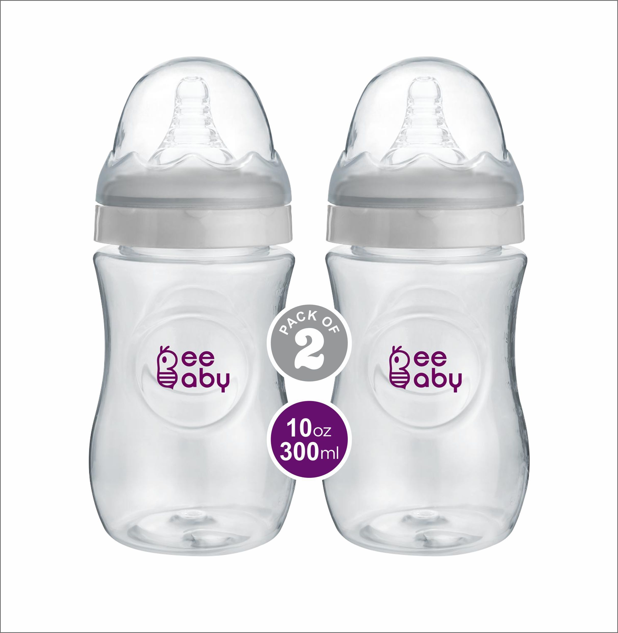 Ease Wide Neck Baby Feeding Bottle with Anti-Colic Teat (White) (Pack of 2) - 300 ml-image-13