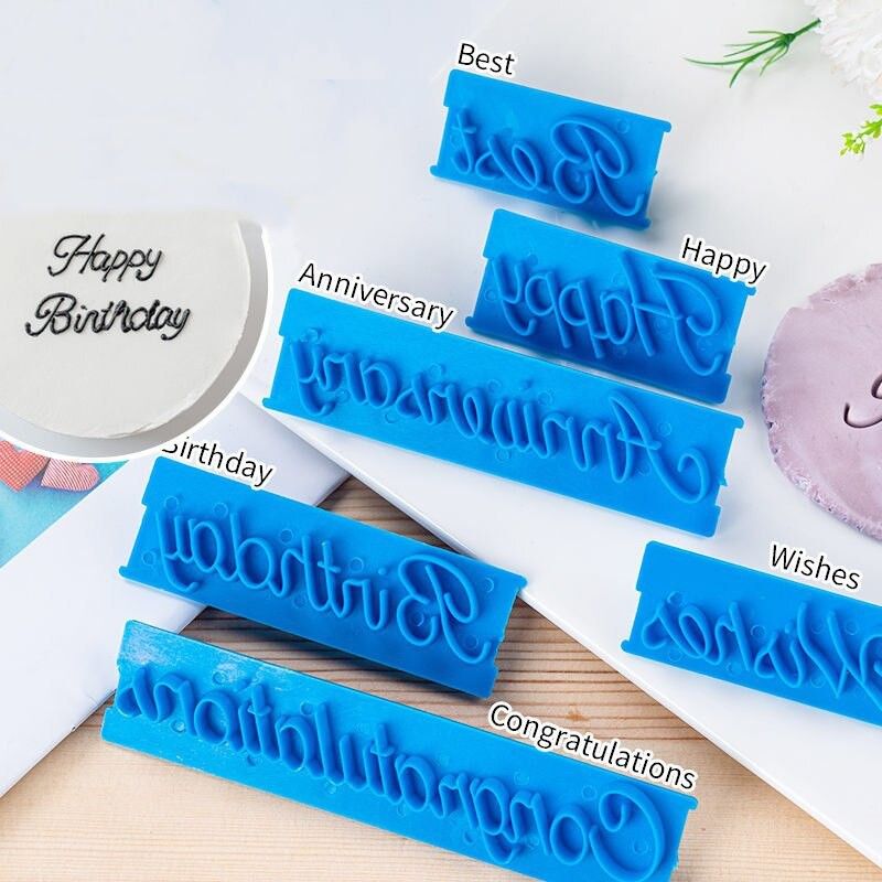 6Pcs Plastic Letters Printing Fondant Cake Biscuit Mold Biscuit Baking Cookie Cutter-image-24