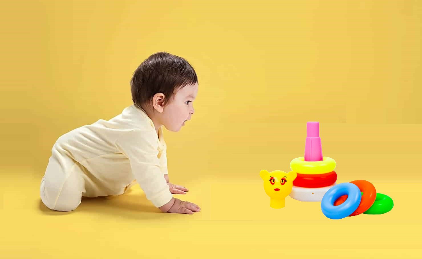 divykri Teddy stacking Ring for Kids , Different Colours (5 bigRings). (Multicolor) image 1