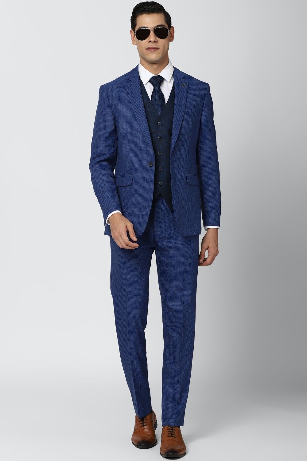 peter england Men Single Breasted - 2 button Textured Suit-picture-42