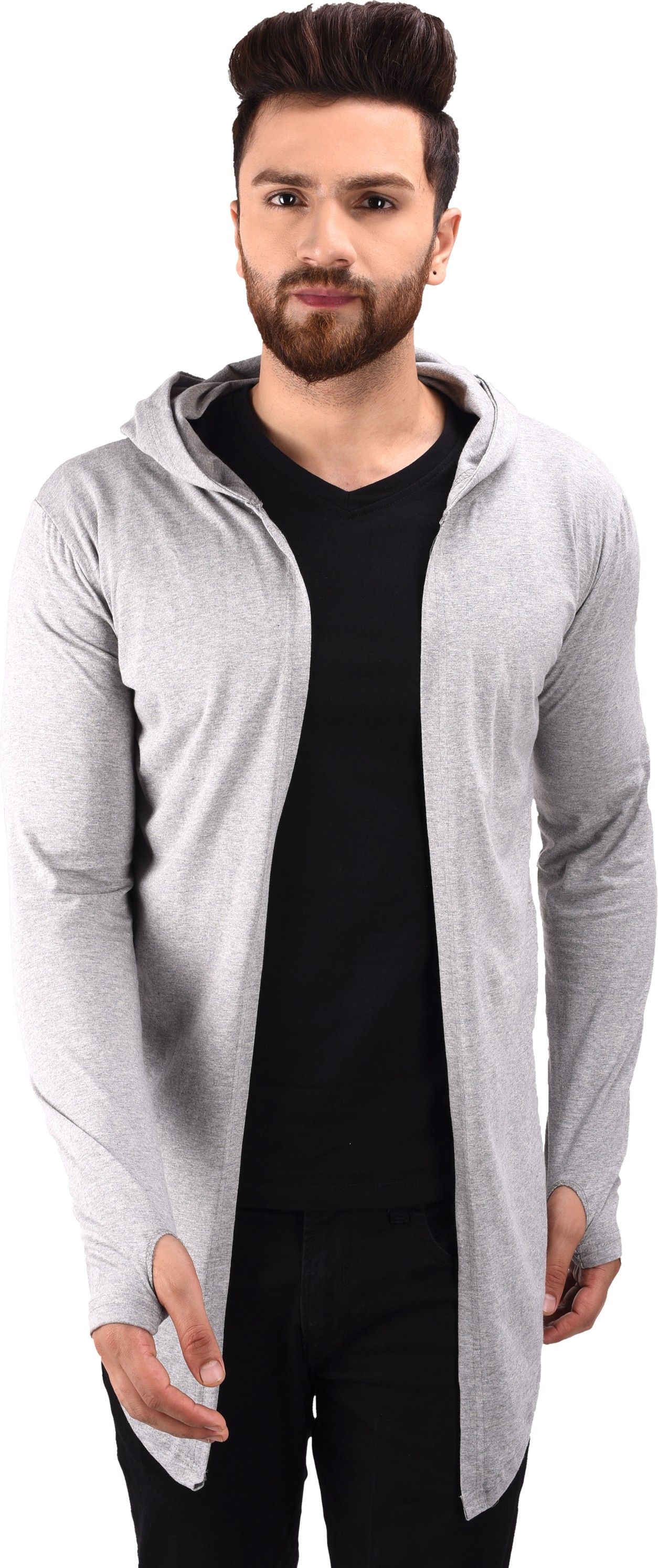 Men Full Sleeve Grey Shrug