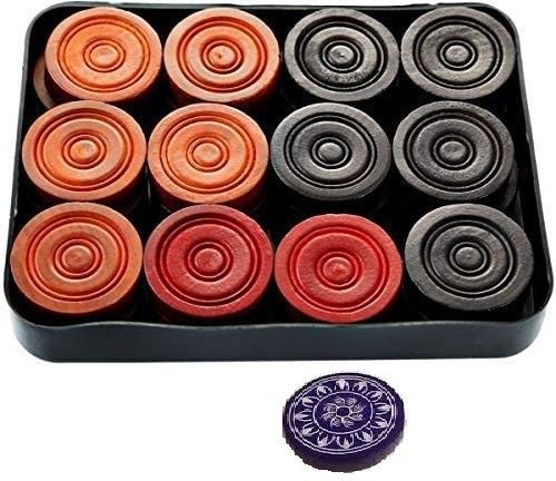 hhs sports Premium 24 wooden carrom coins SET with 1 striker Carrom Pawns-picture-13