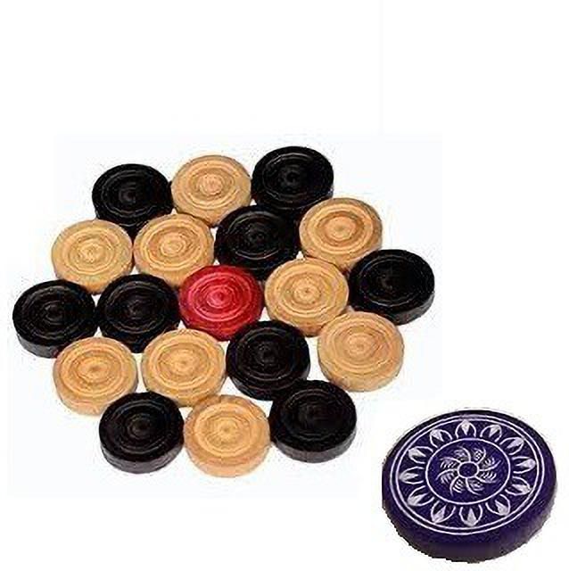 hhs sports Premium quality 24 wooden carrom coins with 1 striker Carrom Pawns-picture-21