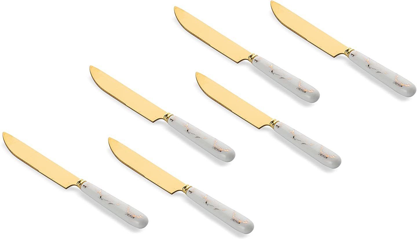 mgeezz Golden Body Butter Knife Set with Ceramic Handle for Kitchen-Restaurant Cutlery Stainless Steel, Ceramic Butter Spreader Set-picture-27