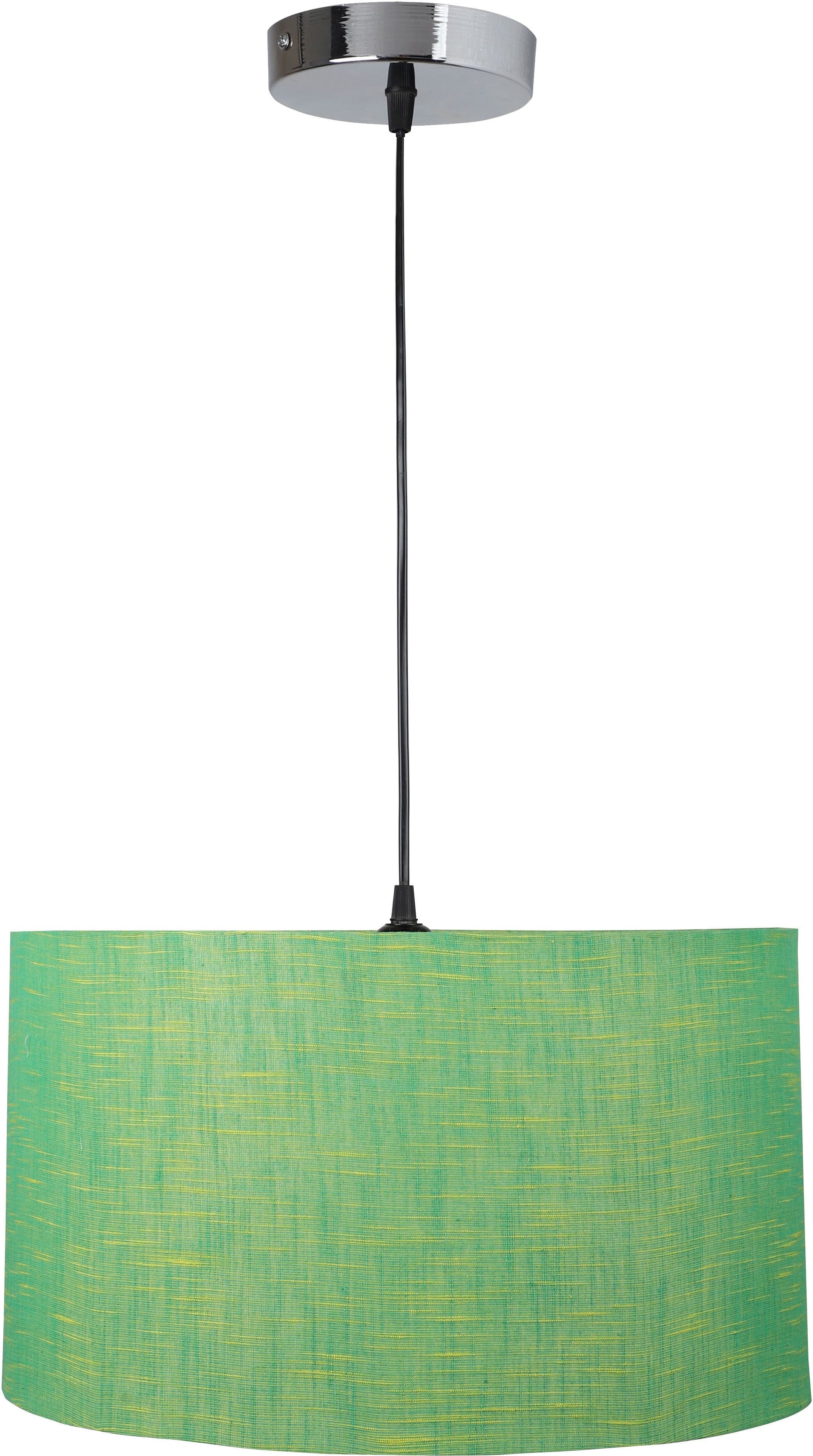 14" Inches Green Texture Hanging Drum Lamp Shade , Silver Canopy S-Hook Cotton Light Hanging Chain Rod