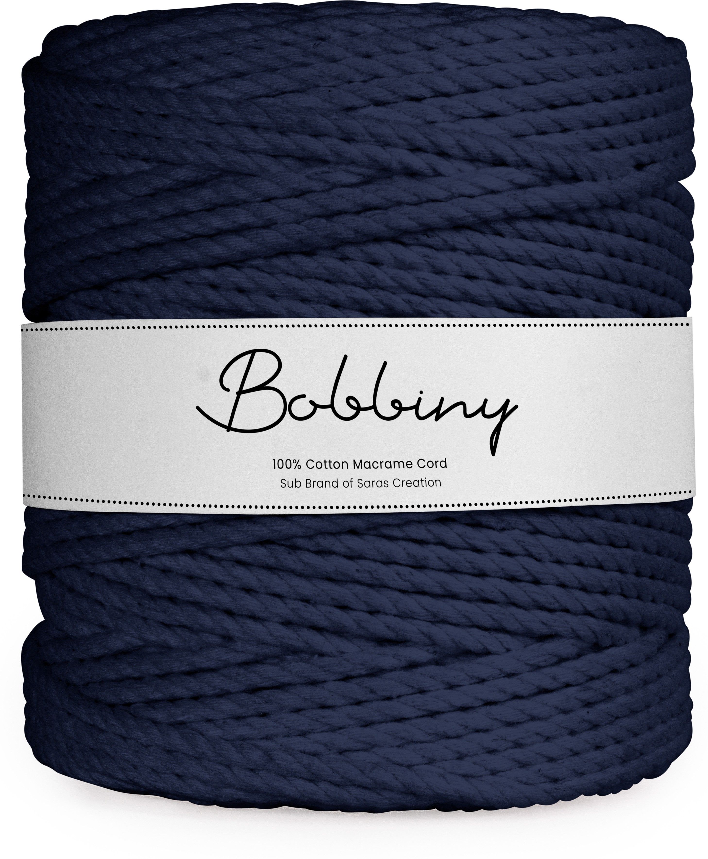 bobbiny 3Ply Twisted Macrame 4mm 100Mtr.Cotton Cord Dori Thread Macrame Navy-picture-12