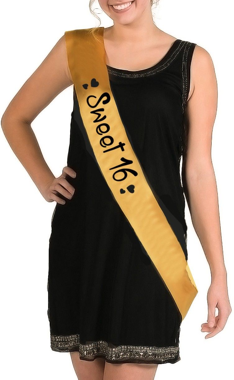 hubops Sweet 16 Sash for Girls Birthday Party Decoration Gold-picture-15