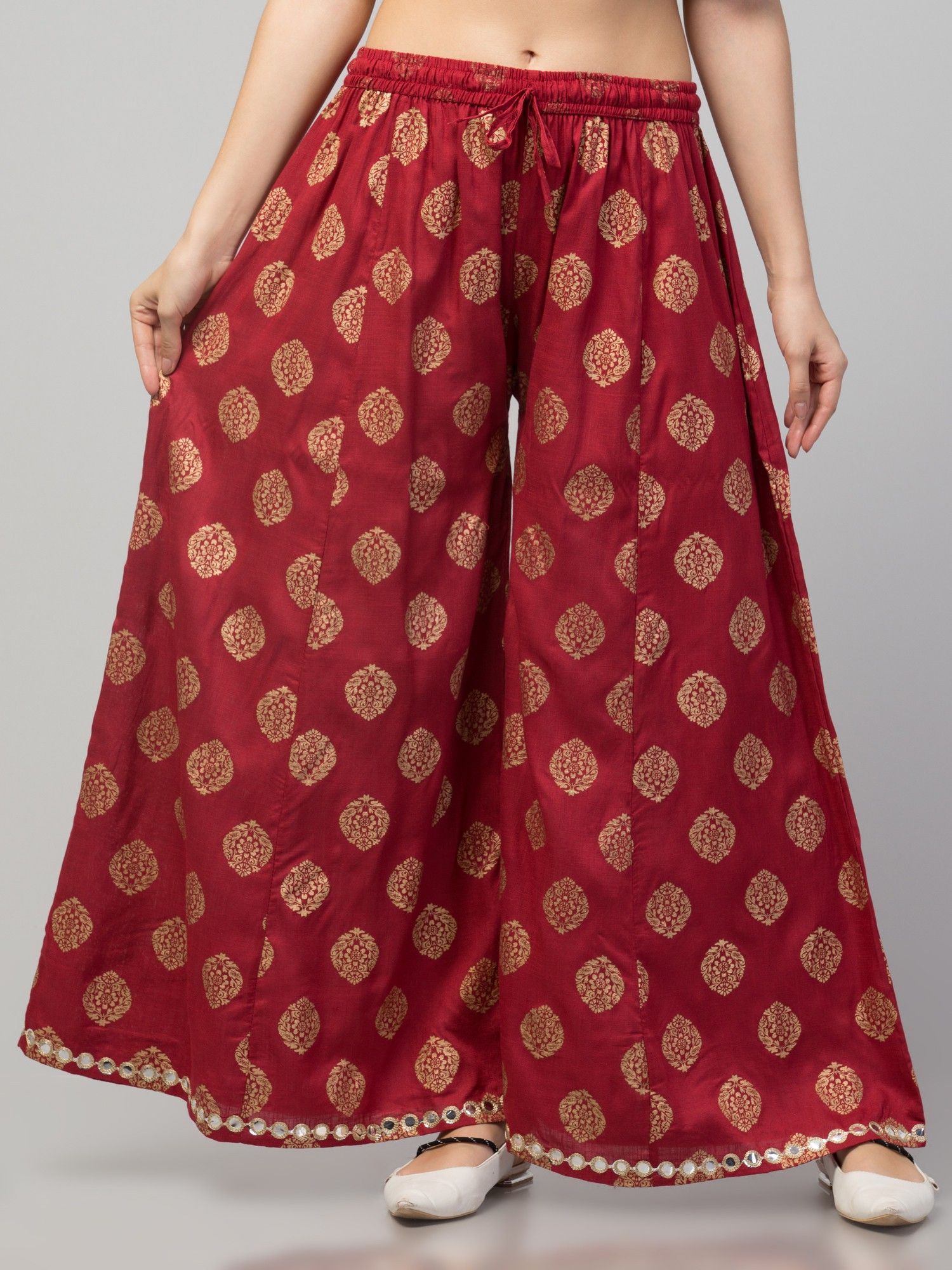 fambee Women Flared Maroon Viscose Rayon Trousers-picture-12