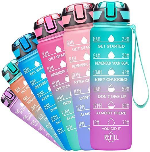 Unbreakable Silicone Water Bottle 1 Litre with Motivational Time Marker 1000 ml Bottle