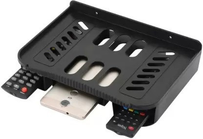 suprita Setop Box stand with moblle Holder, Wifi stand with double remote holder 14 CM Shelf Bracket image 1