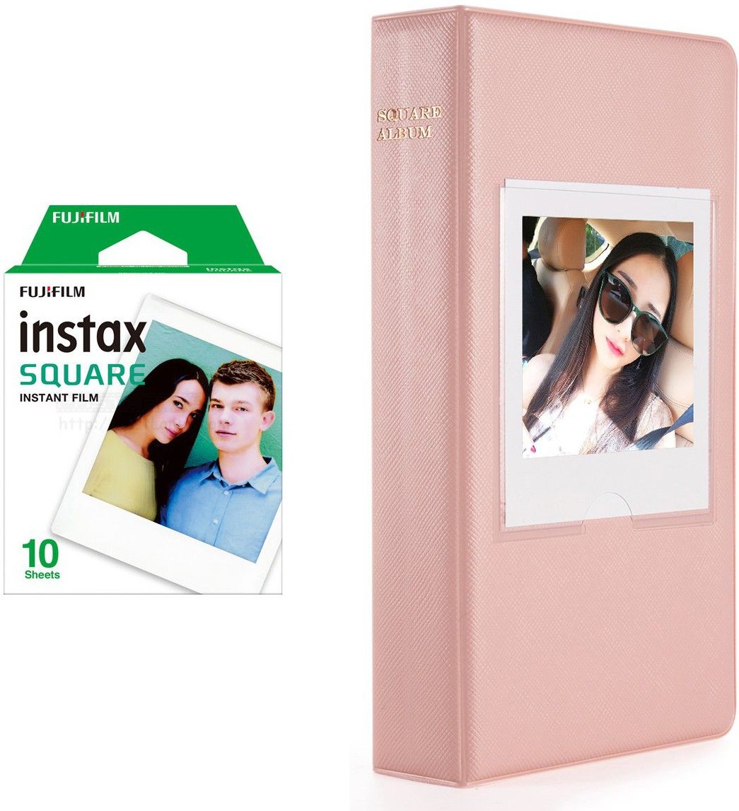 FUJIFILM square 10X1 normal Instant Film With 64 sheet Pink Album for square Film Roll-image-27