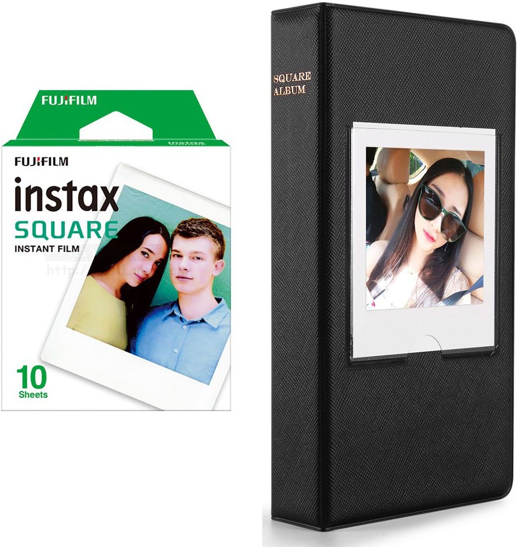 FUJIFILM Instax square 10X1 normal Instant Film With 64 sheet Black Album for square Film Roll