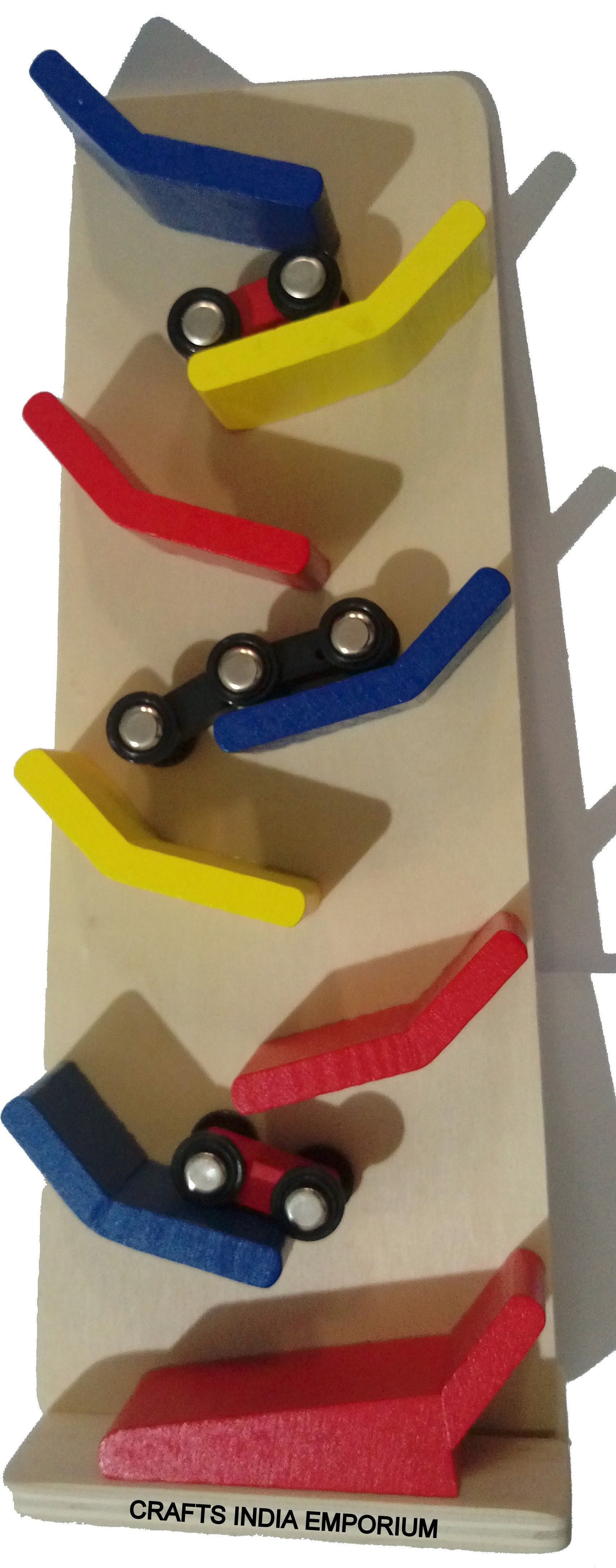 crafts india Wooden Slippery Cars gravity track set. 12 X 4.5 INCHES-picture-14