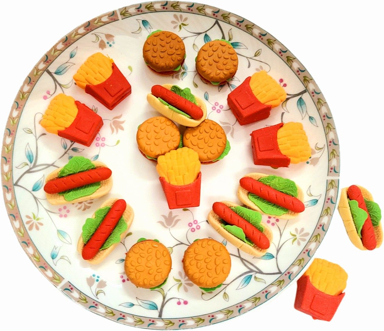 paaroots Pack of 6 Fast Food Burger French Fries Hotdog Erasers 12 Pcs Each Non-Toxic Eraser-picture-34